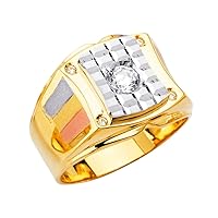 14k Yellow Gold White Gold and Rose Gold Mens CZ Cubic Zirconia Simulated Diamond Ring Size 10 Jewelry Gifts for Men