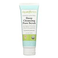 Sky Organics Blemish Control Deep Cleansing Pore Scrub for Face USDA Certified Organic to Cleanse, Purify & Refresh, 4 fl. Oz
