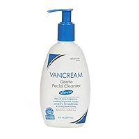 Vanicream Gentle Facial Cleanser for sensitive skin with pump dispenser - dye free, fragrance free, preservative free - oil free and non comedogenic - dermatologist tested - 8 ounce