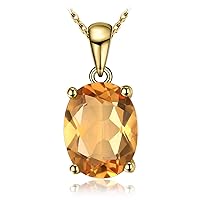 JewelryPalace Natural Gemstone Garnet Peridot Amethyst Citrine Blue Topaz Birthstone Solitaire Pendant Necklace Jewelry Set, 14k Gold Plated 925 Sterling Silver Necklaces for Women, 18 Inch Box chain