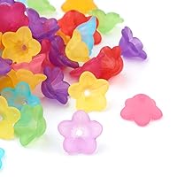 Assorted Multi-Color Mixed Frosted Acrylic Small Bell Flower Beads for Jewelry Making - 10mm x 5mm