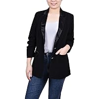 Womens Petites Satin Trim Trendy Two-Button Blazer