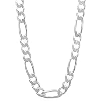 2mm-18mm Solid .925 Sterling Silver Italian Flat Figaro Chain Necklace or Bracelet