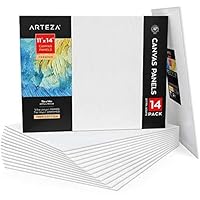 ARTEZA Canvases for Painting, Pack of 14, 11 x 14 Inches, Blank White Canvas Panels, 100% Cotton, 12.3 oz Gesso-Primed, Art Supplies for Acrylic Pouring and Oil Painting
