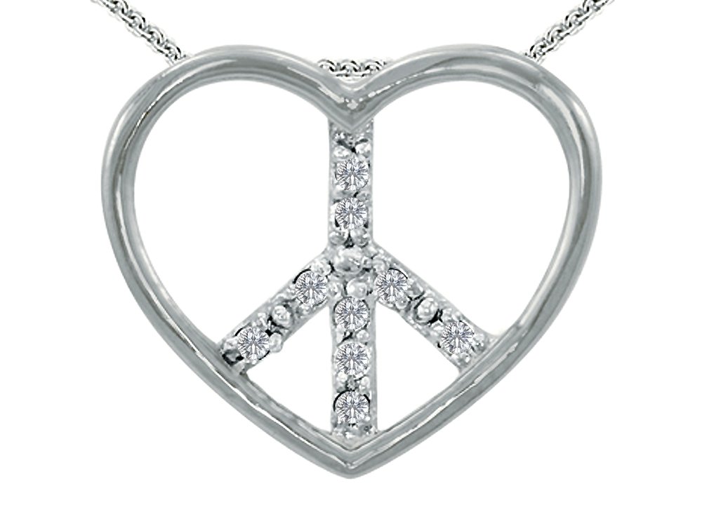 Tommaso Design 10k Gold Peace Sign Heart Pendant Necklace