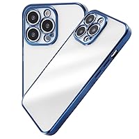 Digital Archimist iPhone 13 Pro Clear Case, Camera and Lens Around Protection, Shockproof, Drop Prevention, Strap Hole, Metallic Bumper, Blue