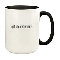 got vegetarianism? - 15oz Ceramic Colored Handle and Inside Coffee Mug Cup, Black