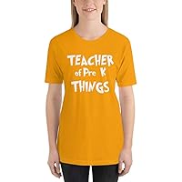 Teacher of Pre-K Things, National Reading Month T-Shirt, Funny Teacher Educator Shirt Gold