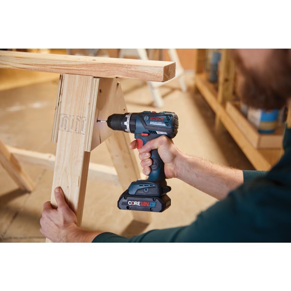 BOSCH GSB18V-535CB25 18V EC Brushless Connected-Ready 1/2 In. Hammer Drill/Driver Kit with (2) CORE18V® 4 Ah Advanced Power Batteries