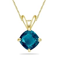 Lab Created Cushion Cut Alexandrite Solitaire Pendant in 14K Yellow Gold Available in 7MM-10MM
