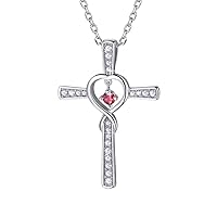 Suplight 925 Sterling Silver Birthstone Pearl Infinity Cross/Infinity Symbol Pendant Necklace for Women (with Gift Box)