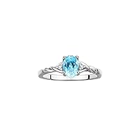 RYLOS Sterling Silver Classic Birthstone Ring - 7X5MM Oval Gemstone & Diamonds - Women's Jewelry, Sizes 5-10