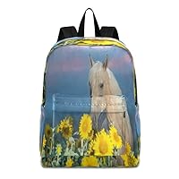 ALAZA Palomino Horse Sunflower Beautiful Field Backpack Classic Travel Daypack Casual College School Bags for women men Girls Boys Teens