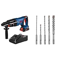 Bosch GBH18V-26DK15 18V EC Brushless SDS-plus® Bulldog™ 1 In. Rotary Hammer Kit with (1) CORE18V 4.0 Ah Compact Battery&BOSCH HCK005 5 Piece Carbide-Tipped SDS-plus Rotary Hammer Drill Bit Set