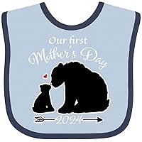 inktastic Bears Our First Mother's Day 2024 - Bear Silhouette Baby Bib
