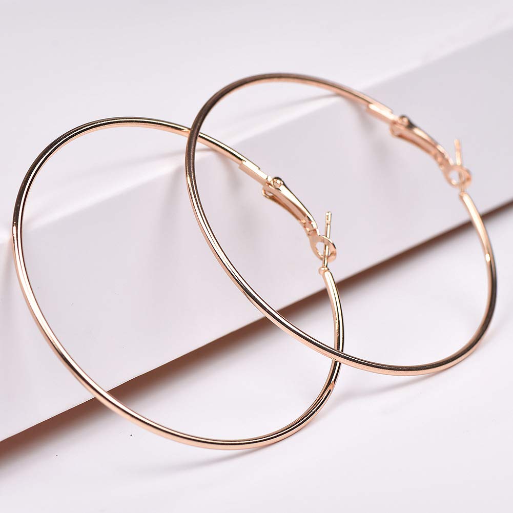 3 Pairs Big Hoop Earrings for Women, 14K Gold Plated Rose Gold Plated Silver Stainless Steel Large Hoops Set for Women Girls