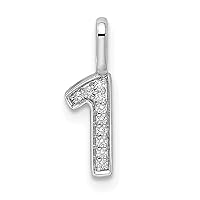 14k White Gold Diamond Sport game Number 1 Pendant Necklace Measures 15.32x4.54mm Wide 1.35mm Thick Jewelry Gifts for Women