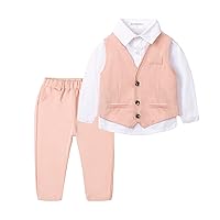 Mud Kingdom Boys Suits for Weddings White Shirts, Vests and Pants Clothes Sets