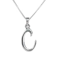 Sterling Silver Initial Charm Necklace, Letter C