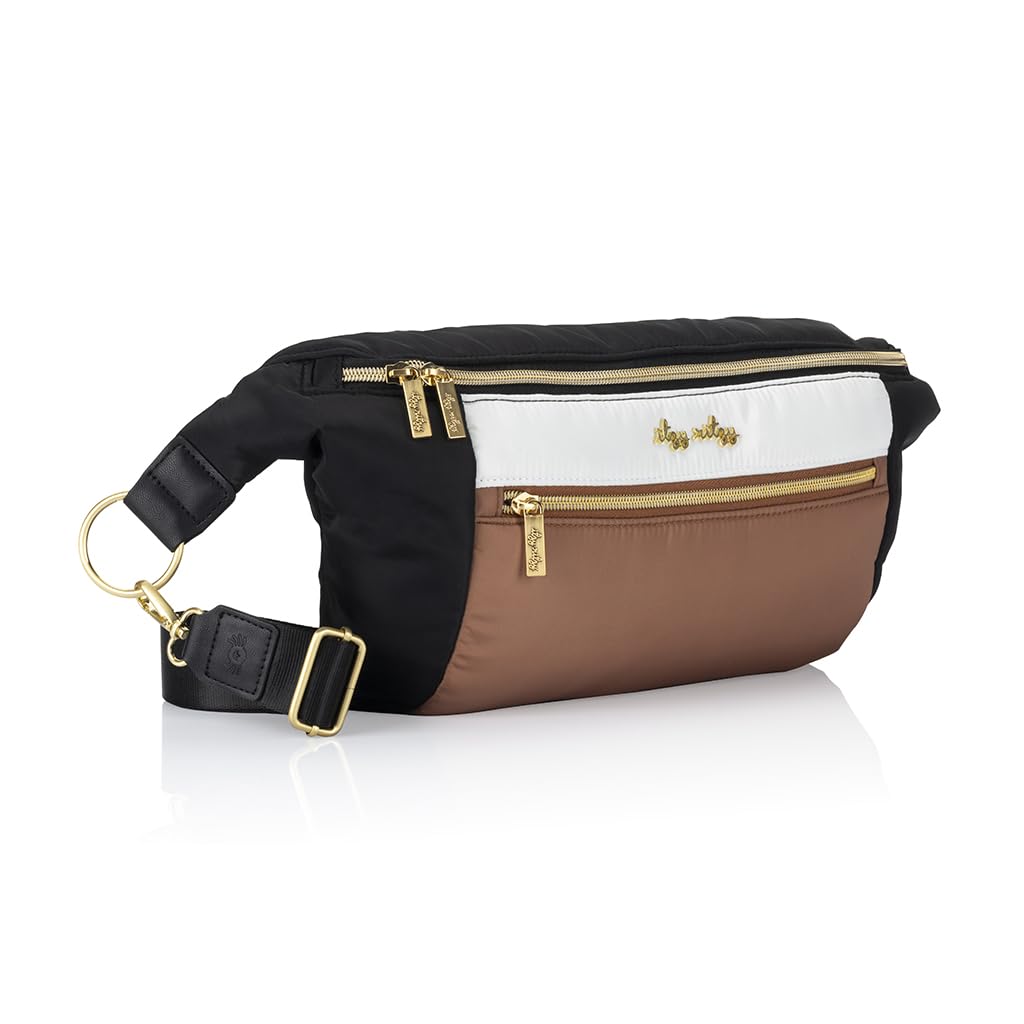 Itzy Ritzy's Ritzy Pack Fanny Pack & Crossbody Diaper Bag; Multi-Use Bag Features 6 Pockets & an Adjustable Strap; Wear As a Crossbody, Belt Bag or Shoulder Bag; Coffee & Cream