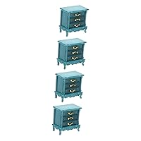 ERINGOGO 4pcs Mini Bedside Table Mini Doll Bedside Chest Tiny House Accessories Doll House End Table Bedroom Furniture Cabinet Doll House Night Stand Dress up Plastic Wooden House