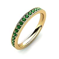 Sterling Silver 925 Emerald Round 2.00mm Full Eternity Band Ring With Yellow Gold Plated | Beautiful Vintage Design Ring For Woman's And Girls