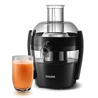 Philips Viva Collection Compact Juicer, 1.5 Litre, 500 Watt, Quick Clean Technology, Drip Stop, Dishwasher Safe Parts, See-through Pulp Container, Direct Serve, Black (HR1832/01)