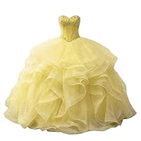 VeraQueen Women's Sweetheart Beaded Quinceanera Dress Long Strapless Ball Gowns