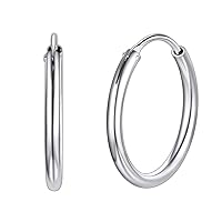 Silvora 925 Sterling Silver Hoop Earrings, Hypoallergenic Polished Big Hoops 18K Gold Jewelry Gifts for Women Girls 20mm/30mm/50mm/70mm with Delicate Packaging