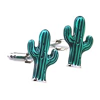 Cactus Green Desert Pair Cufflinks in a Presentation Gift Box & Polishing Cloth