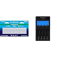 Panasonic BK-4MCCA16FA eneloop AAA 2100 Cycle Ni-MH Pre-Charged Rechargeable Batteries & BQ-CC65AKBBA Super Advanced eneloop pro and eneloop 4-Position Quick Charger