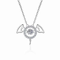 Hollow-Out Bat 0.3ct Moissanite 925 Silver Platinum Plated Necklace 40+5cm NX091