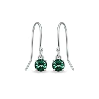 Sterling Silver 5mm Round Small Solitaire Dangle Earrings for Women or Teen Girls Made with European Crystals