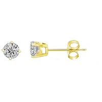 Mother's Day Gift For Her Round Diamond Studs in 14K Gold (1/20-1/4 CTTW)