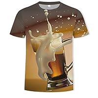 Men T-Shirt Beer Short Sleeve Novelty Water Pattern O-Neck Tops Tees Funny 3D Printed Tshirt