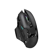 Rechargeable Wireless Bluetooth Mouse, Thumb Rest - 4000DPI, 10 Buttons/Shortcuts, USB-C RGB Silence Ergonomic Design, Right Hand up for 3 Devices for Laptop Mac PC