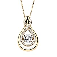 ABHI 1.25 CT Created Dancing Diamond Knot Pendant Necklace 14K Yellow Gold Over
