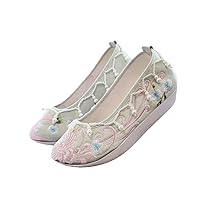 Pearls Embroidered Autumn Winter Women Cotton Fabric Platform Flats Elegant Ladies Sneakers Comfortable Shoes EN8 5