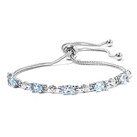 Shop LC Birthstone Bolo Bracelet for Women Wedding Jewelry for Bride Adjustable Slider Chain Engagement Anniversary Wedding Promise Bracelet Birthday Gifts