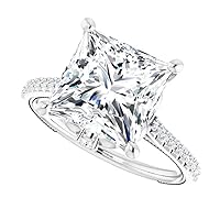 JEWELERYIUM 4 CT Princess Cut Colorless Moissanite Engagement Ring, Wedding/Bridal Ring Set, Solitaire Halo Style, Solid Sterling Silver Vintage Antique Anniversary Promise Ring Gifts for Women