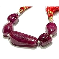 Natural Ruby TUMBEL soomth Beads Free Size 4PCS Long String Jewelry Making Gemstone Beads for Necklace Bracelet