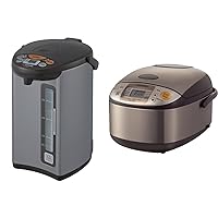 Zojirushi Micom Water Boiler & Warmer, 135 oz. / 4.0 Liters, Silver and Zojirushi NS-TSC10 5-1/2-Cup (Uncooked) Micom Rice Cooker and Warmer, 1.0-Liter, Stainless Brown