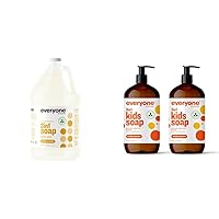 Everyone 3-in-1 Soap, Body Wash, Bubble Bath, Shampoo Bundle with 1 Gallon Coconut Lemon and 2 Pack 32 Ounce Orange Squeeze Kids