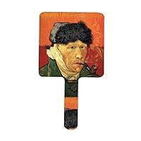 Large Hand Mirror with Comfy Handle - Oil Painting Texture Van Gogh Print Big Hand Held Mirror for Barbers, Professional Hairdressers, Beauty Salons, Home Self Haircuts and Face Makeup Applica