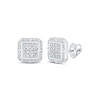The Diamond Deal 10kt Yellow Gold Womens Round Diamond Square Earrings 1/2 Cttw