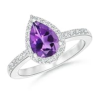 10K 14K 18K Gold 1 Carat Amethyst Diamond Engagement Ring for Women, Amethyst Diamond Gift Ring for Her (I2-I3 Clarity)-2