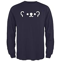 Old Glory Funny Emojicon Bear Navy Adult Long Sleeve T-Shirt - 2X-Large