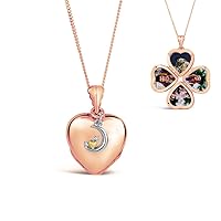 Lily Blanche Women Necklace 18 Carat Rose gold Four Photo Heart Charm Locket Designed in Britain