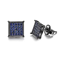 Tarsus Hypoallergenic Black Square Men Earrings Studs Stainless Steel Earrings for Sensitive Ears Nickel Free Jewelry Diamond Unisex Hip Hop Studs