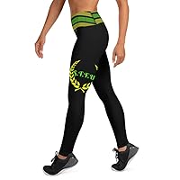 STFU Greek Trim Yoga Leggings - Green & Yellow on Black w/Black Stitching
